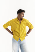 Soleil Yellow Polka Dot Cotton Shirt