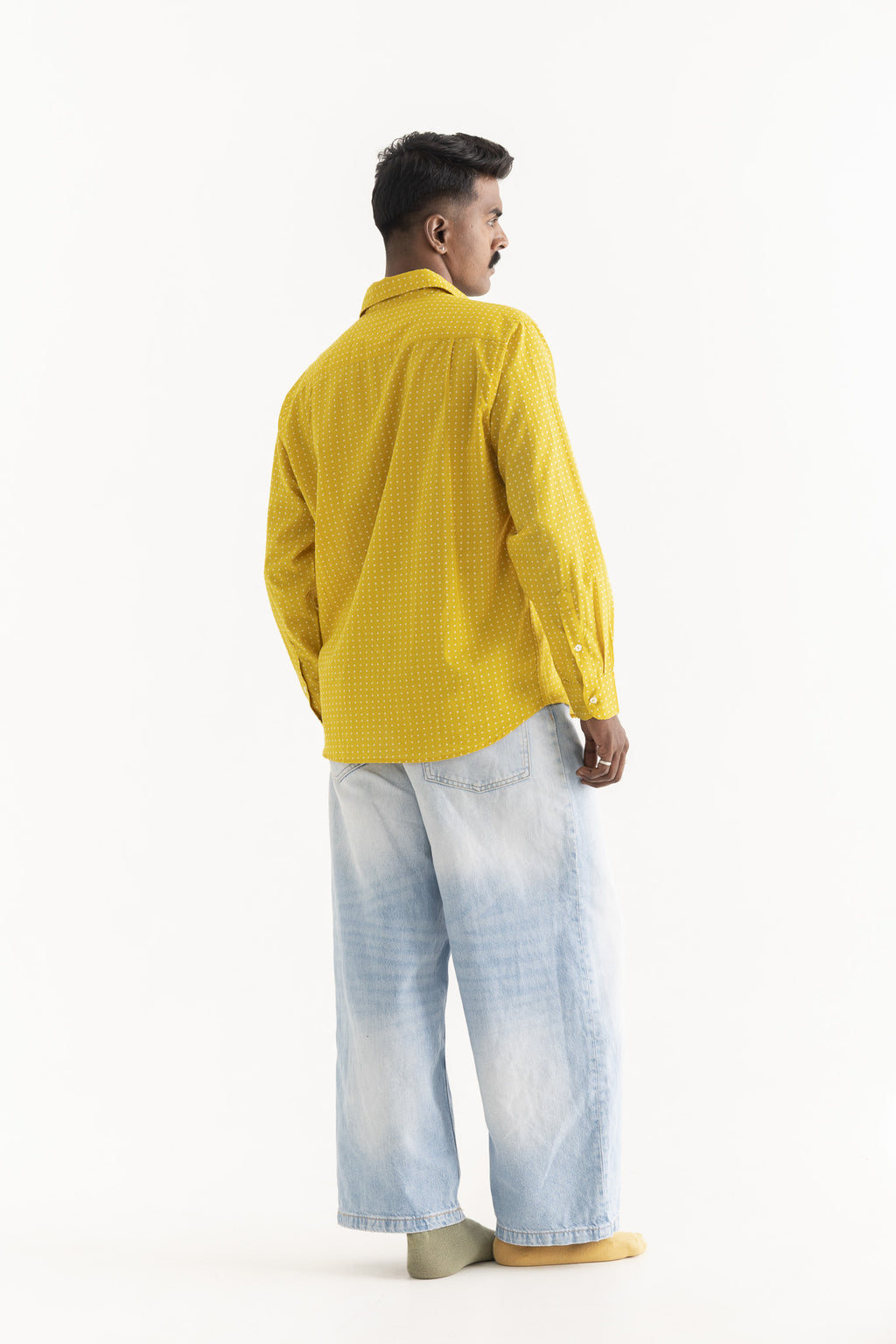 Soleil Yellow Polka Dot Cotton Shirt
