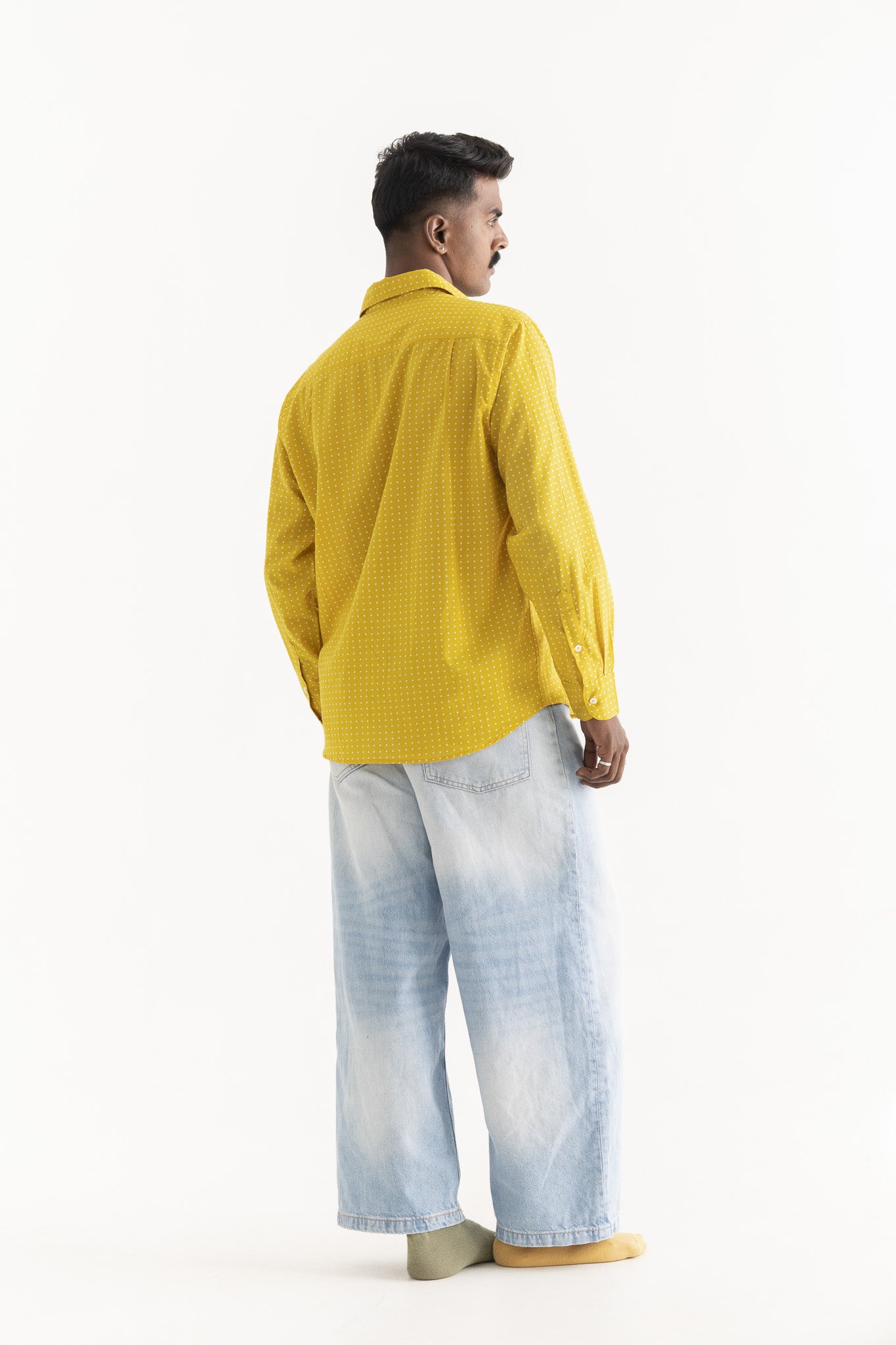 Soleil Yellow Polka Dot Cotton Shirt