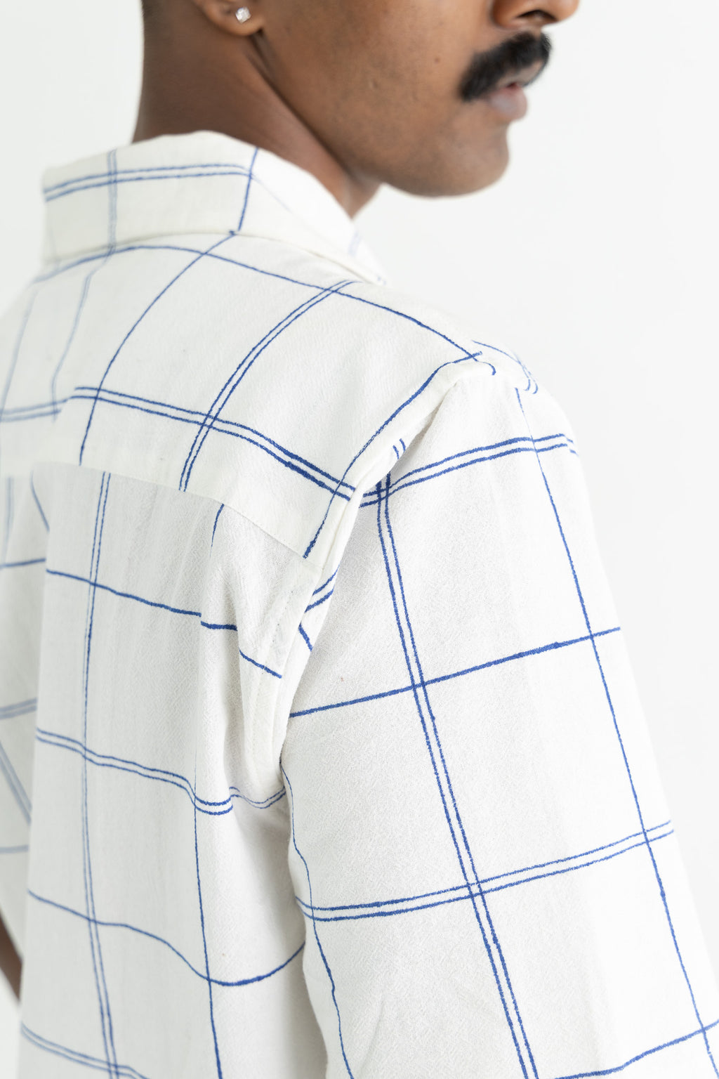 Window Pane White  Handblock Printed Shirt