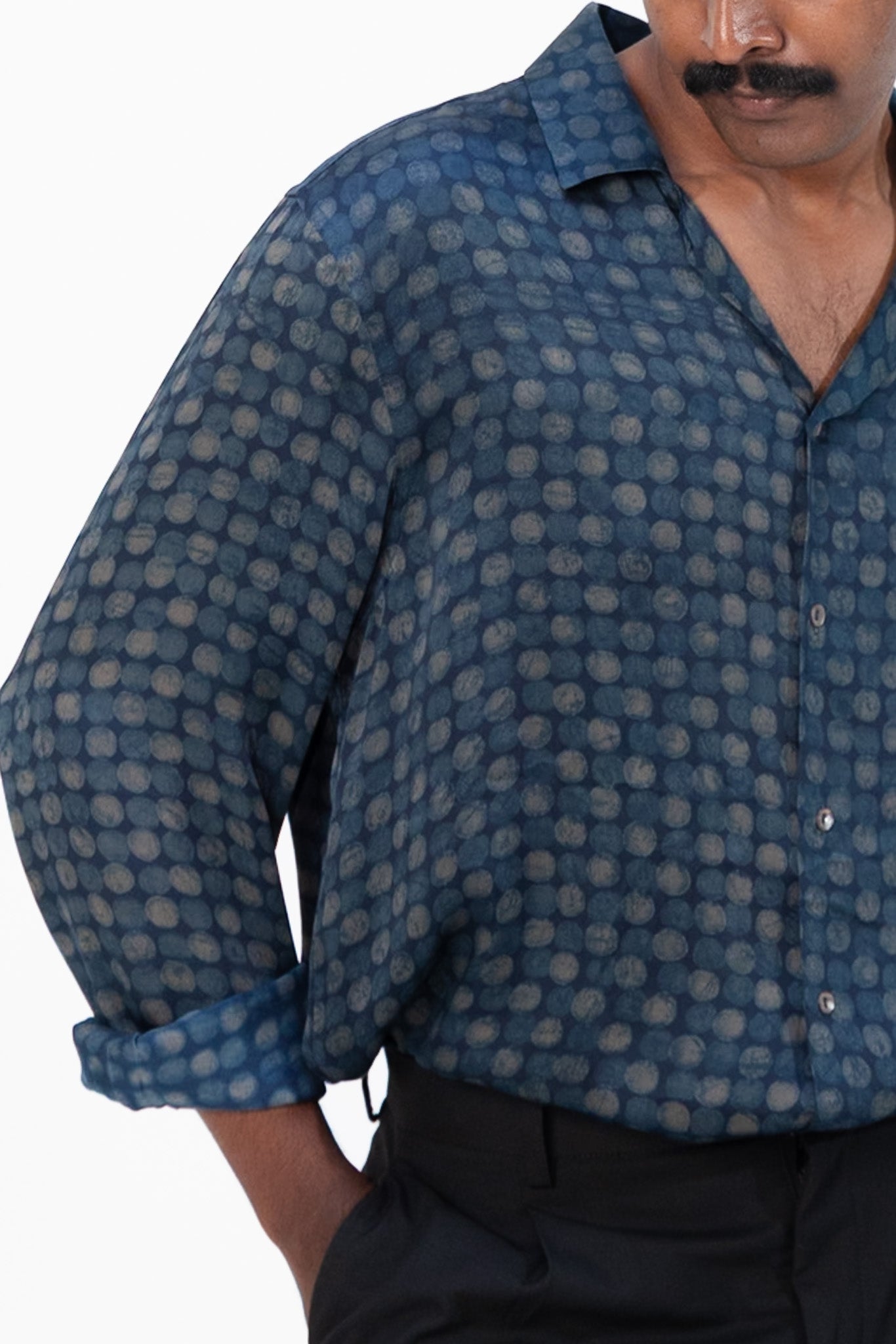 Noir Eclipse Dabu Printed Shirt