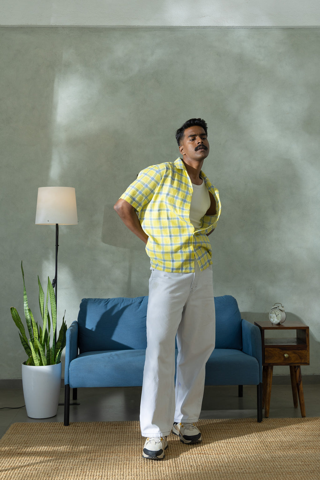 Citrus Yellow Handblock Printed Shirt