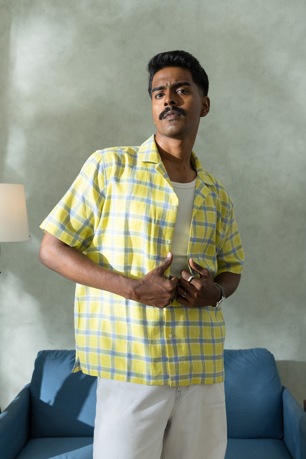 Citrus Yellow Handblock Printed Shirt