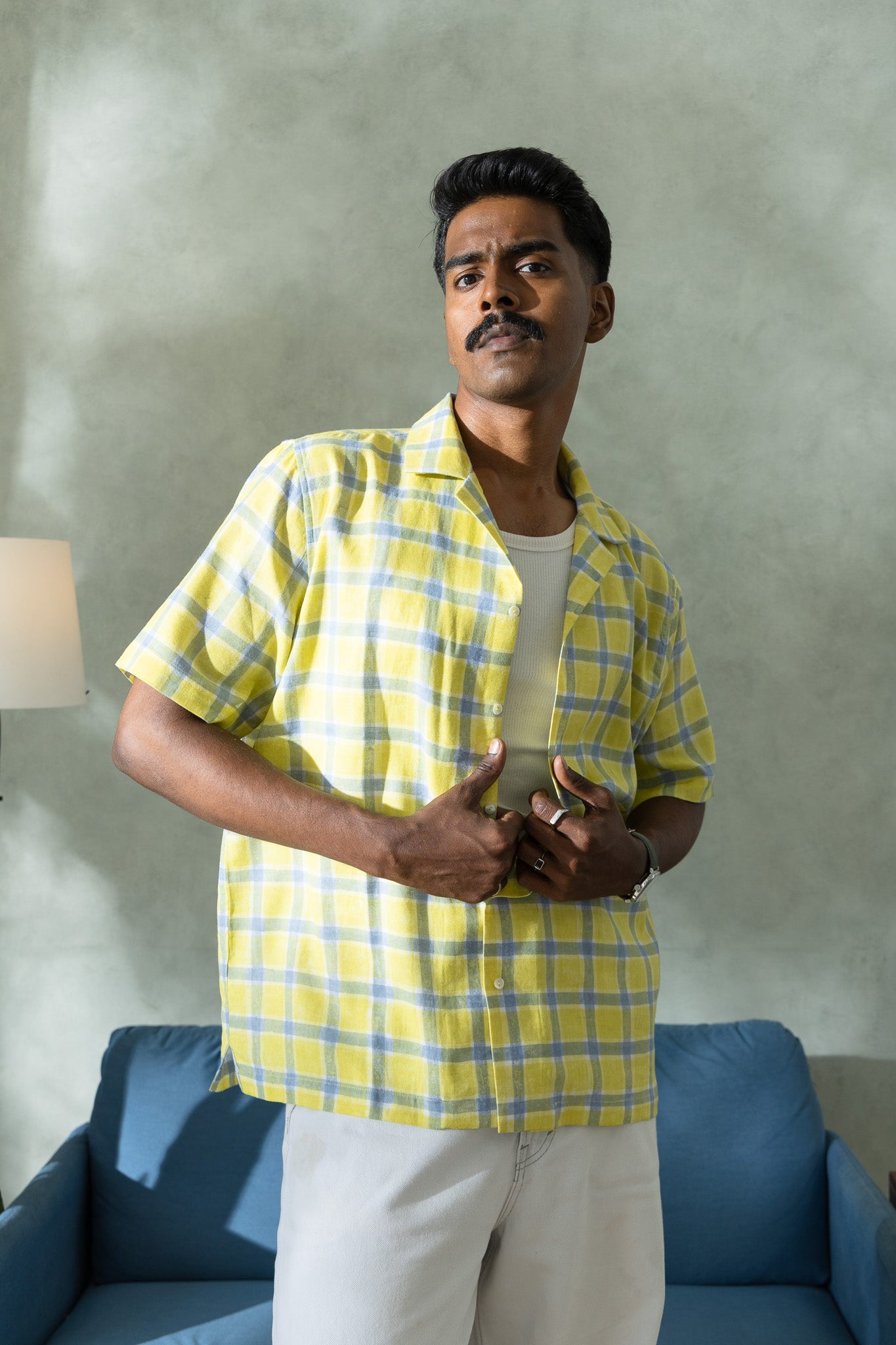 Citrus Yellow Handblock Printed Shirt