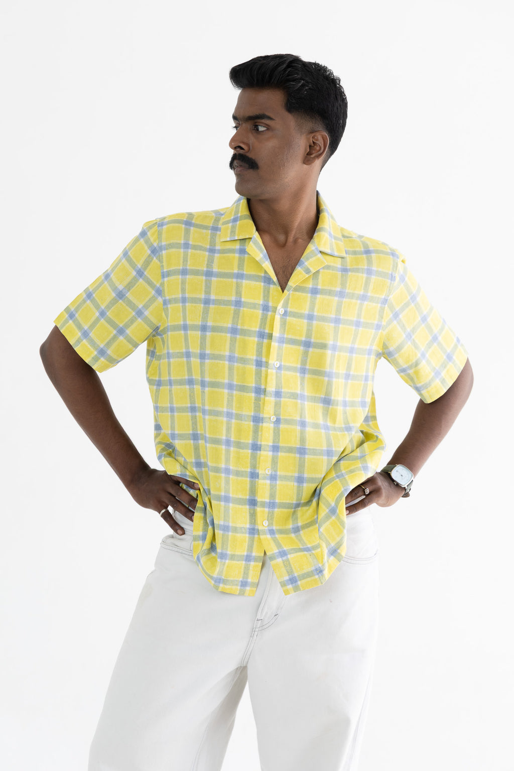 Citrus Yellow Handblock Printed Shirt