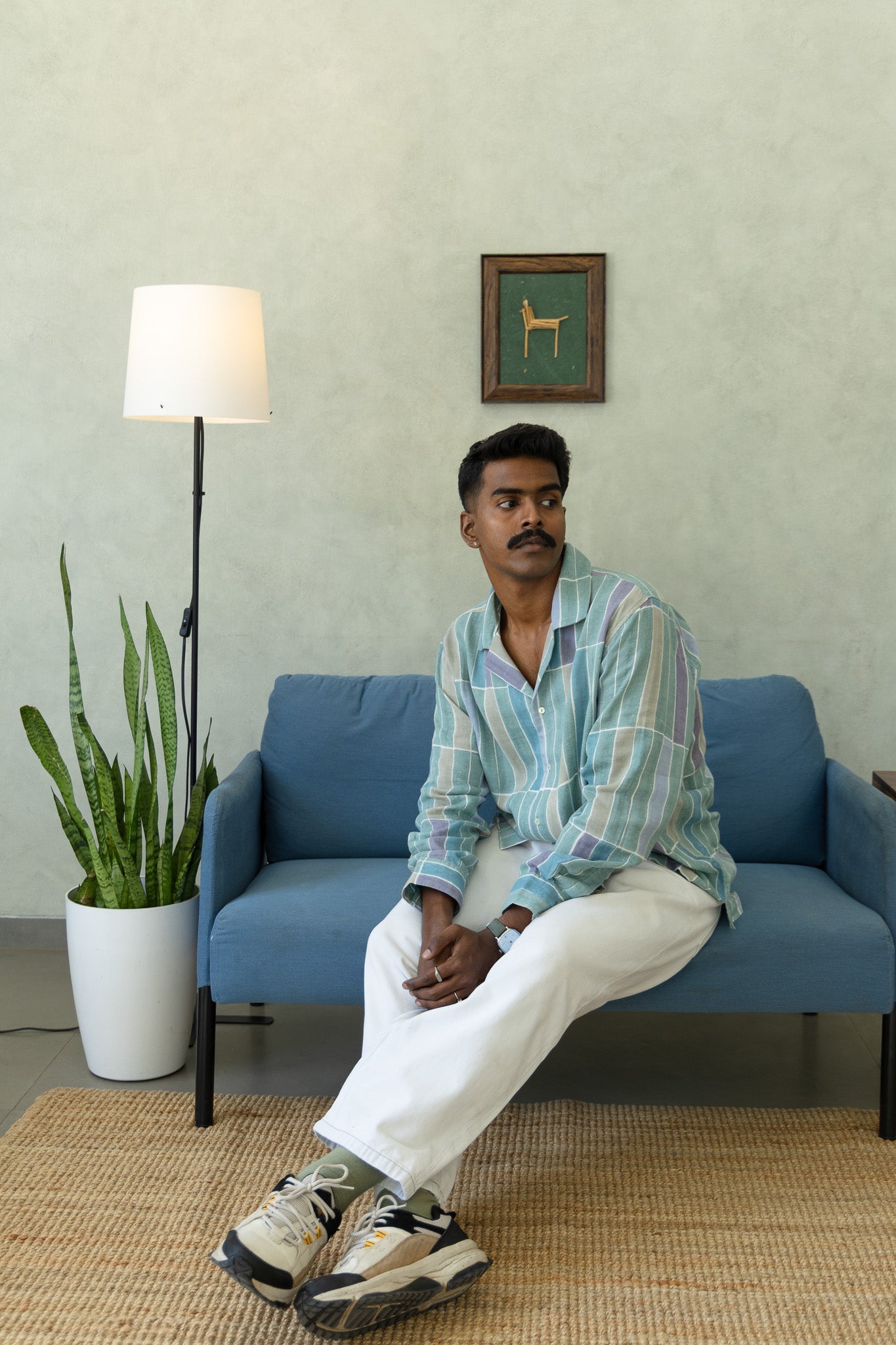 Tile Teal Handblock Printed Shirt