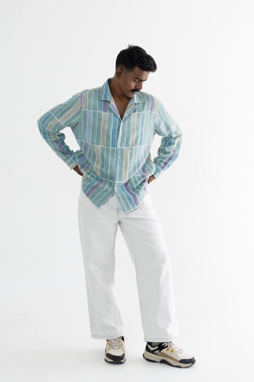 Tile Teal Handblock Printed Shirt