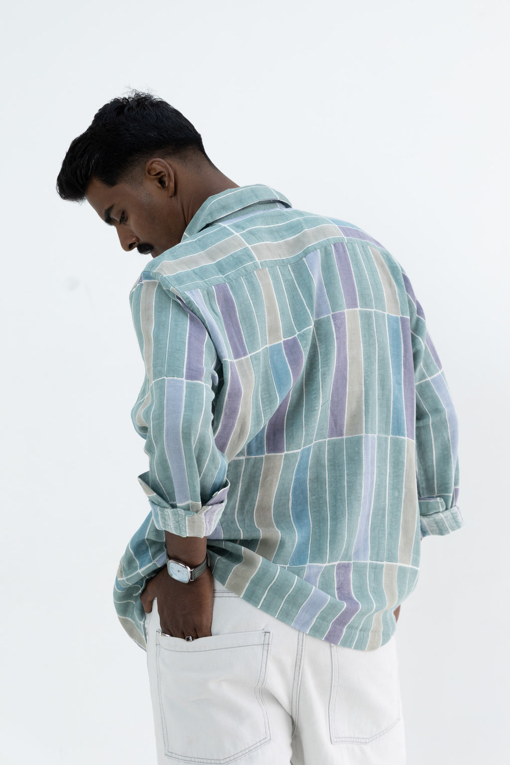 Tile Teal Handblock Printed Shirt