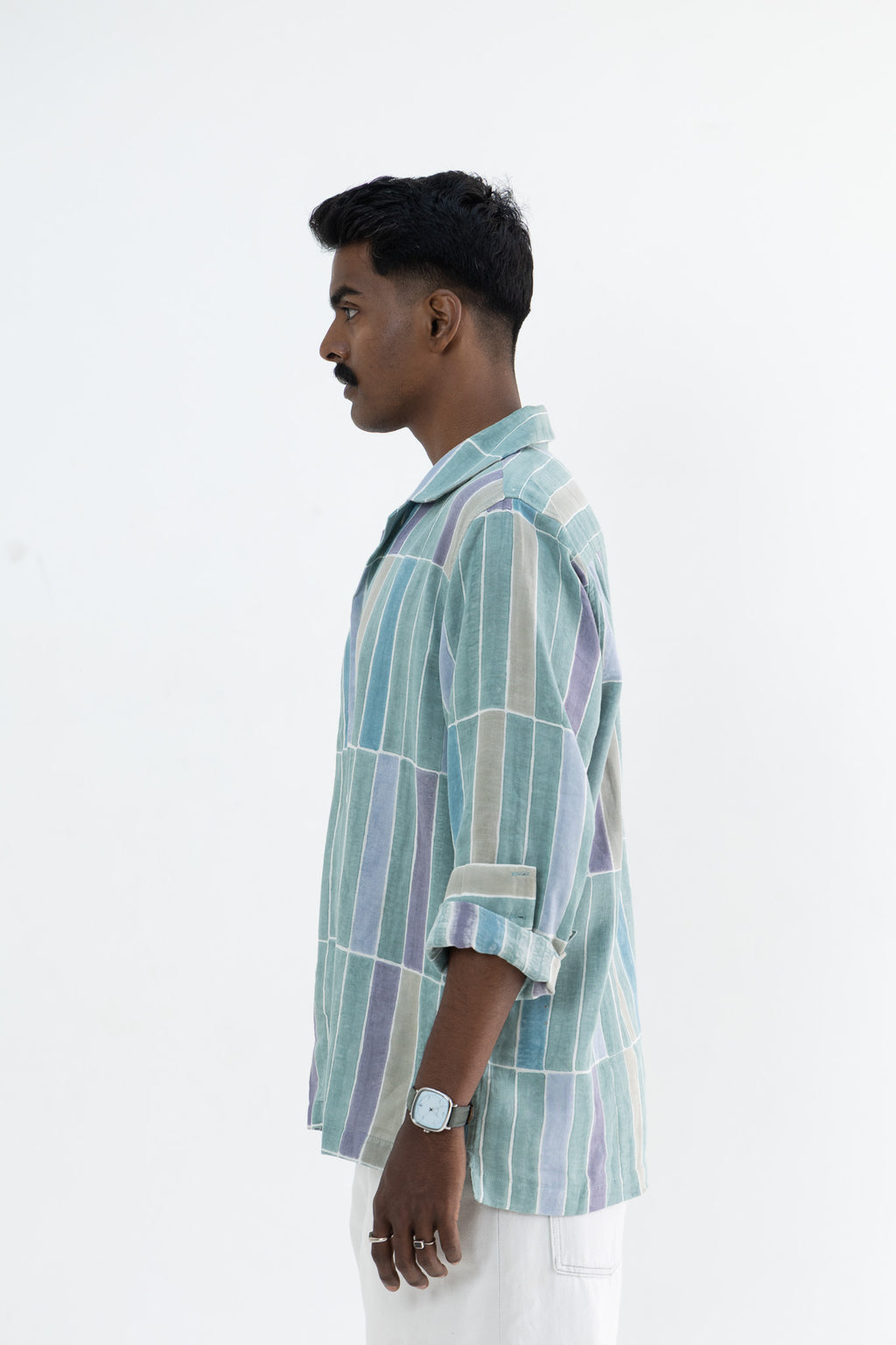 Tile Teal Handblock Printed Shirt