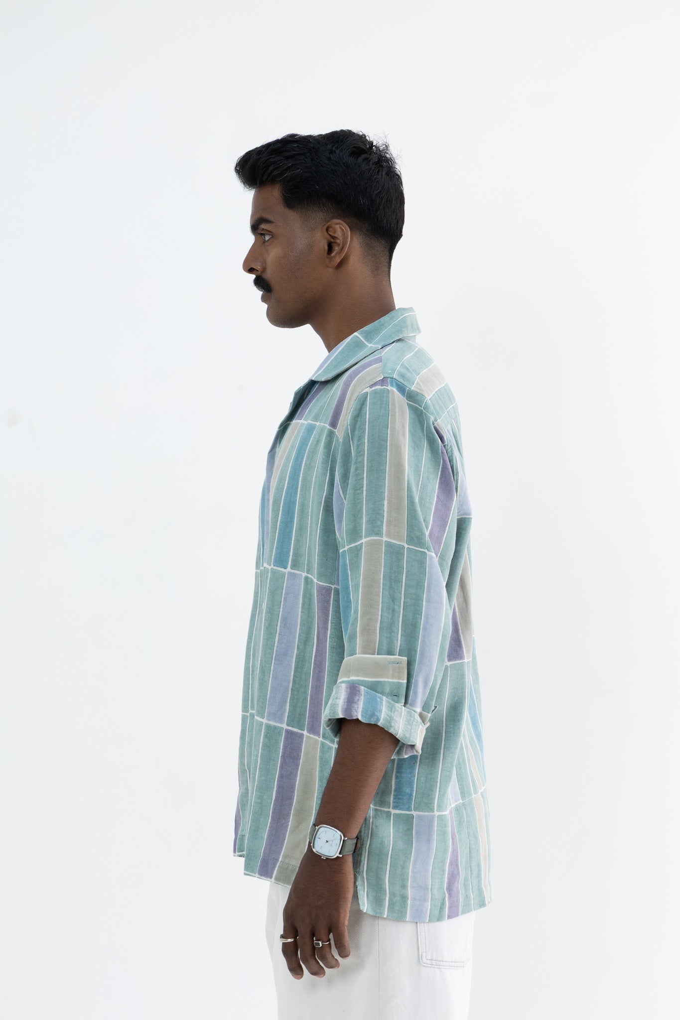 Tile Teal Handblock Printed Shirt