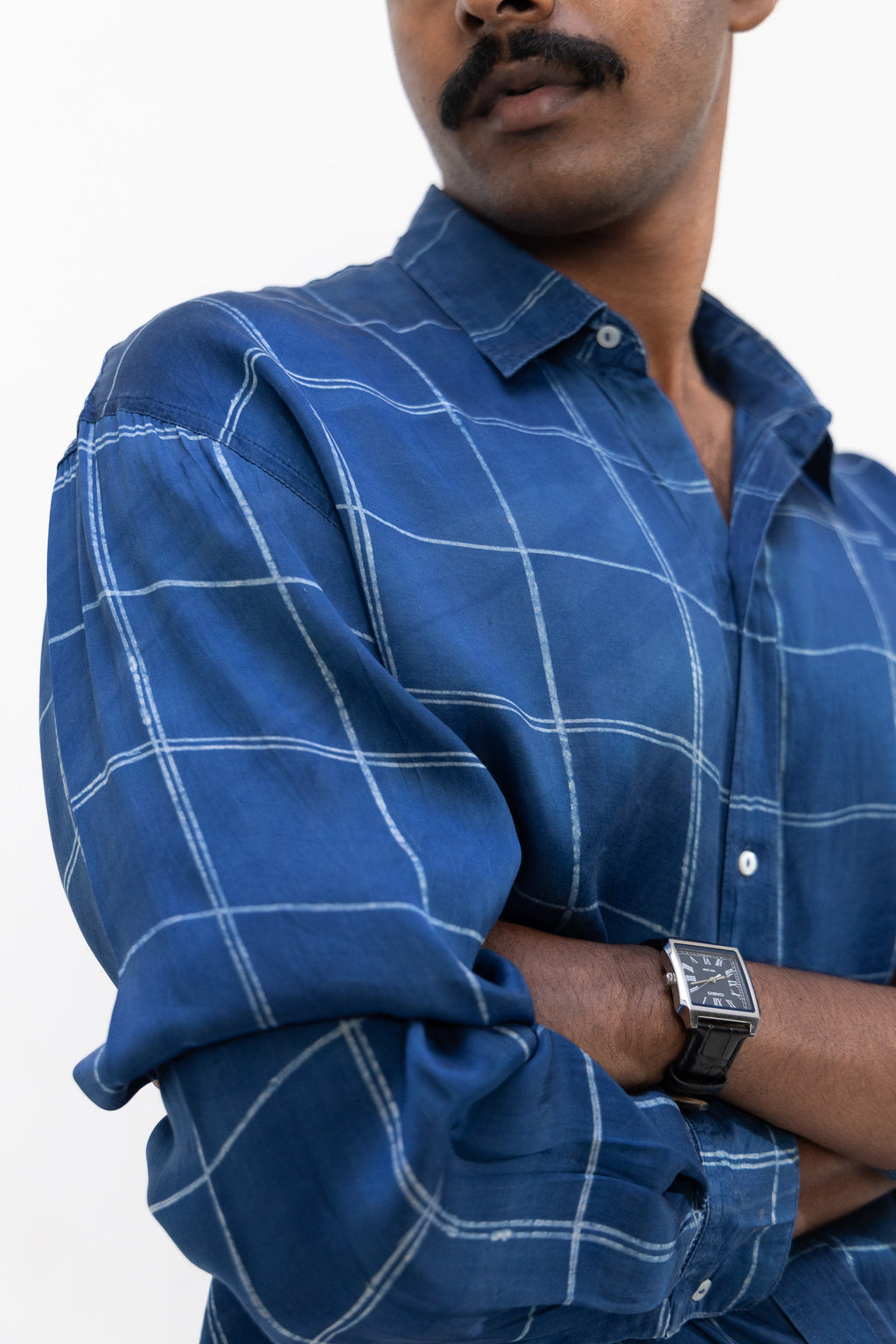 Indigo Drift- Handblock Dabu Printed Shirt