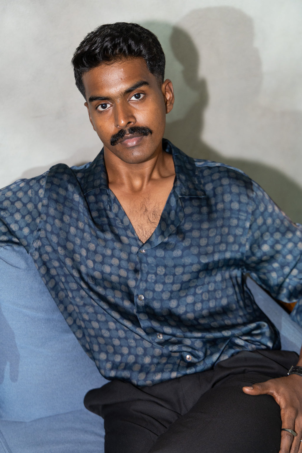 Noir Eclipse Dabu Printed Shirt