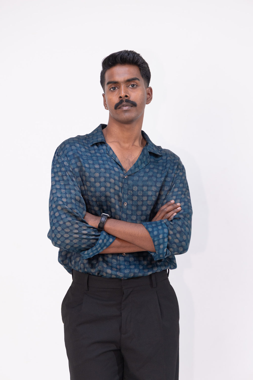 Noir Eclipse Dabu Printed Shirt