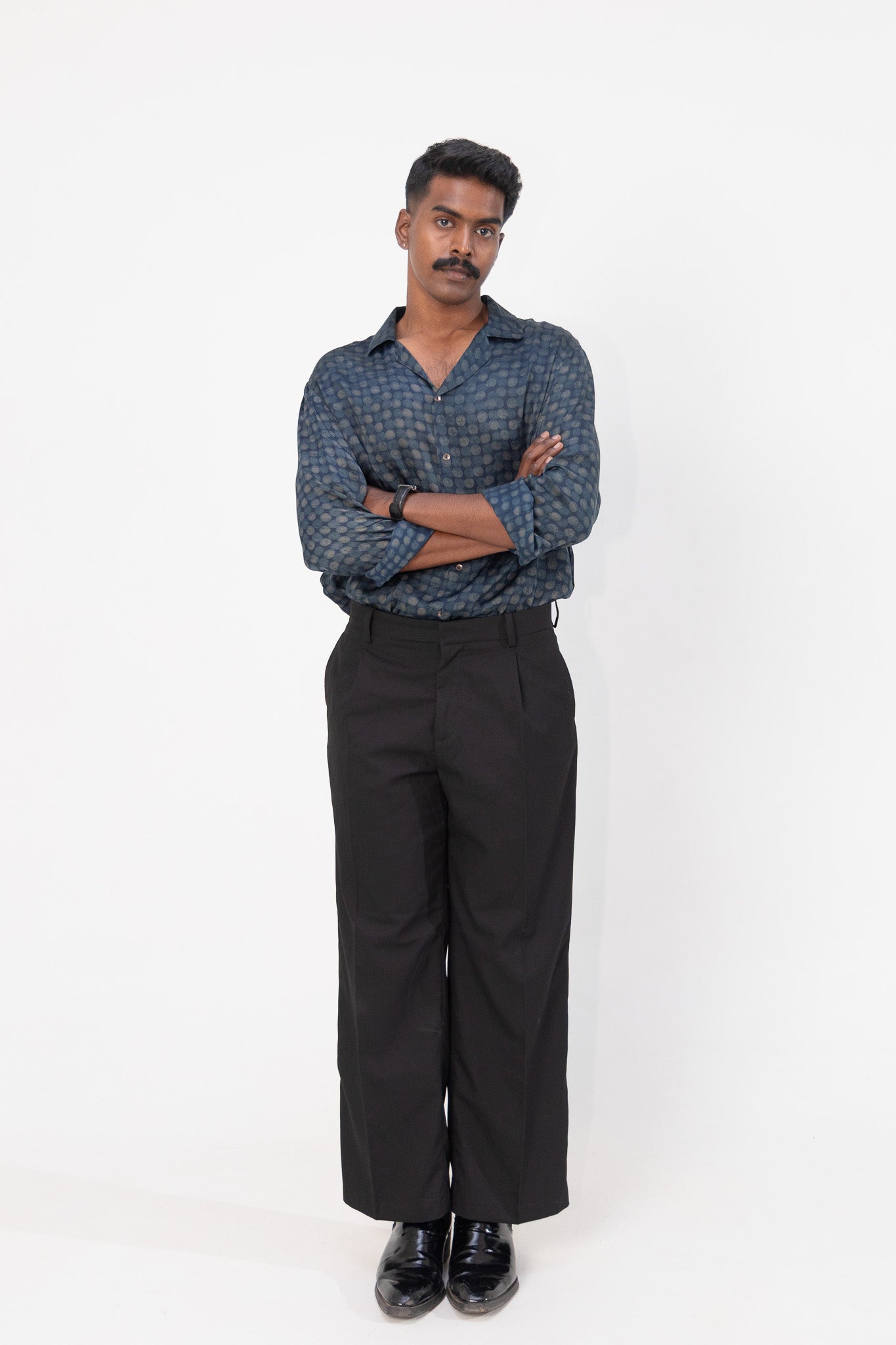 Noir Eclipse Dabu Printed Shirt