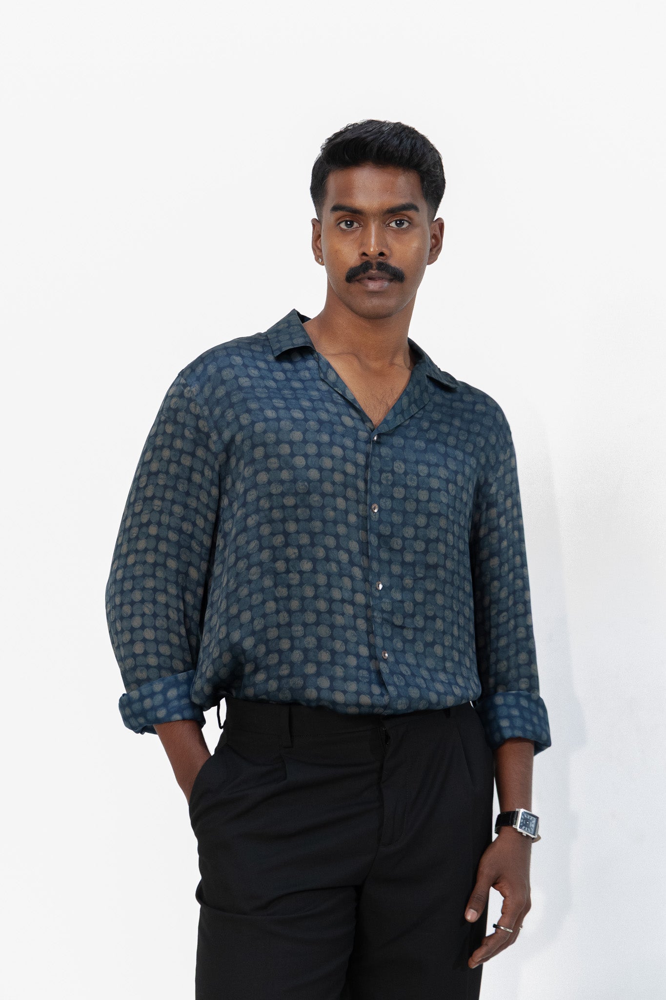 Noir Eclipse Dabu Printed Shirt