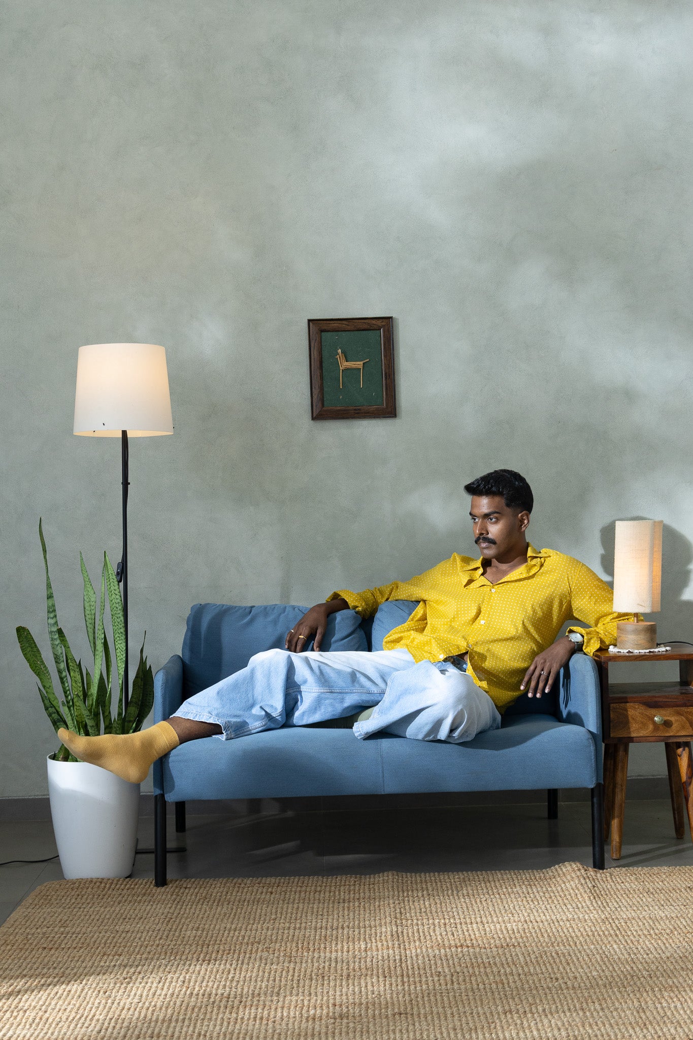 Soleil Yellow Polka Dot Cotton Shirt